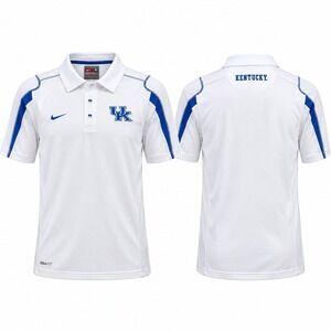 Nike Team Kentucky Wildcats Polo Men’s Small White Blue NikeFIT Dry 277487 NWT